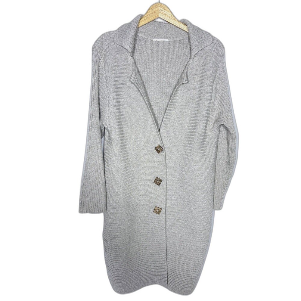 Women’s Canadian Cardigan 3/4 Sweater Size L  With Bottom Down Details
